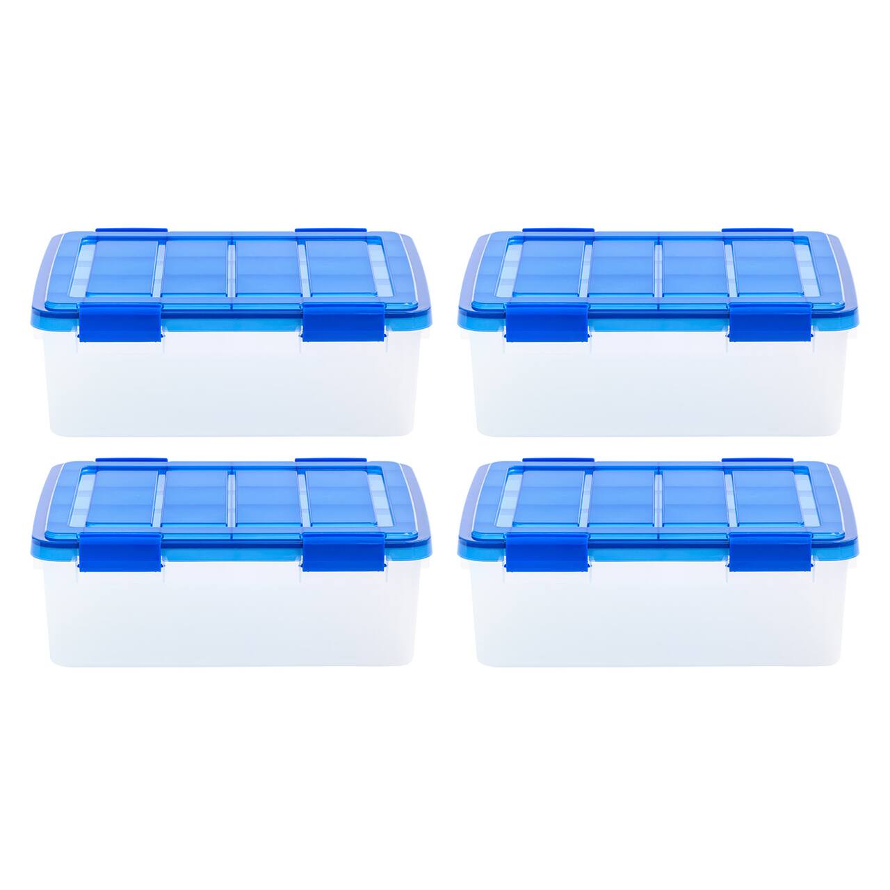 Iris® 6.5gal. Clear Plastic Storage Boxes With Blue Lid, 4 Pack